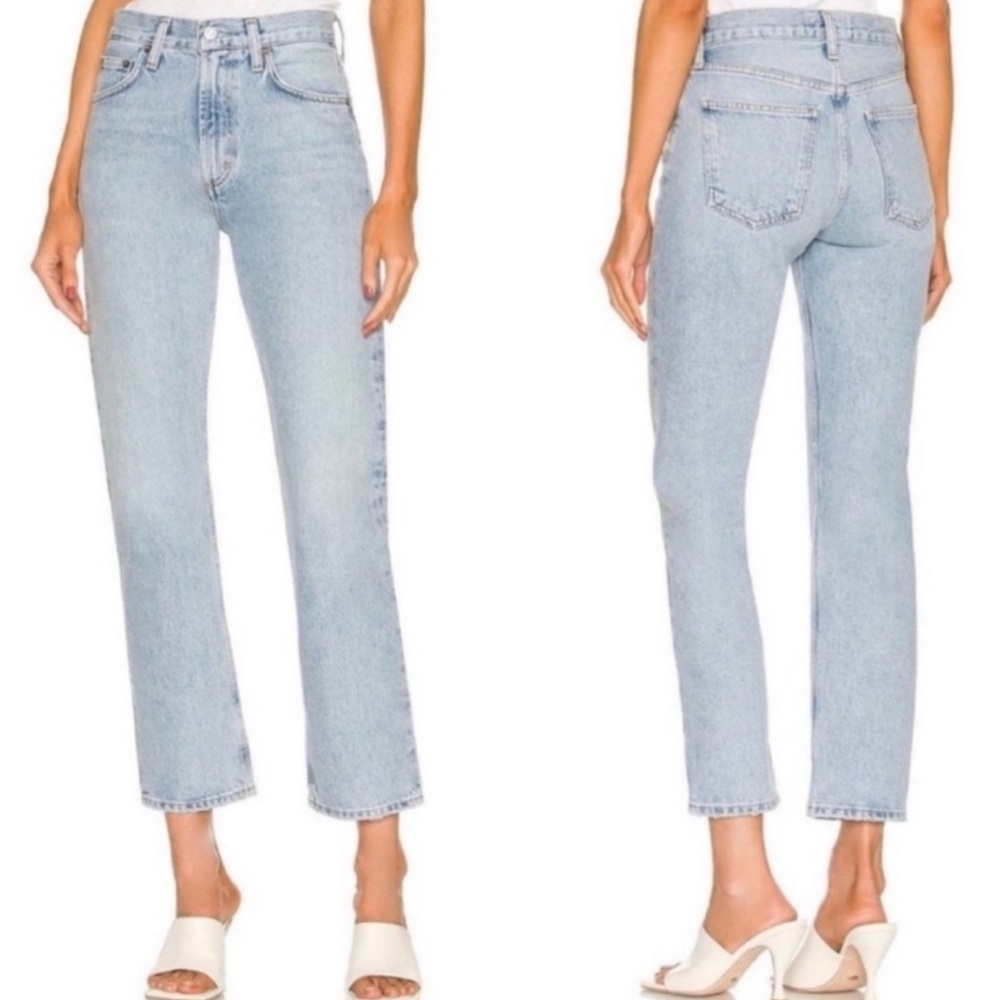 Agolde Light Blue Straight Leg Jeans - Picture 3 of 12